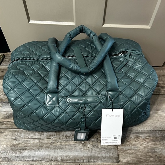 Joan & David Handbags - Joan & David 22-inch diamond quilted parachute nylon duffel bag Spruce Green